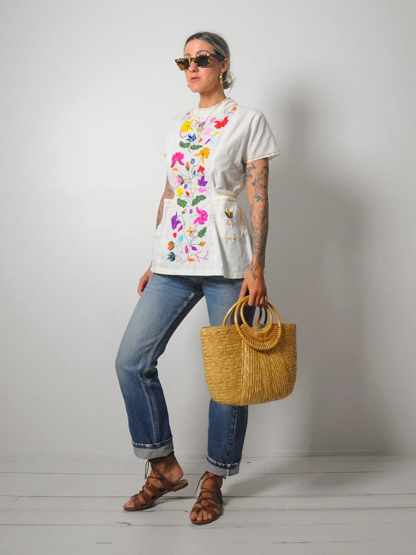 1970's Embroidered Floral Tunic