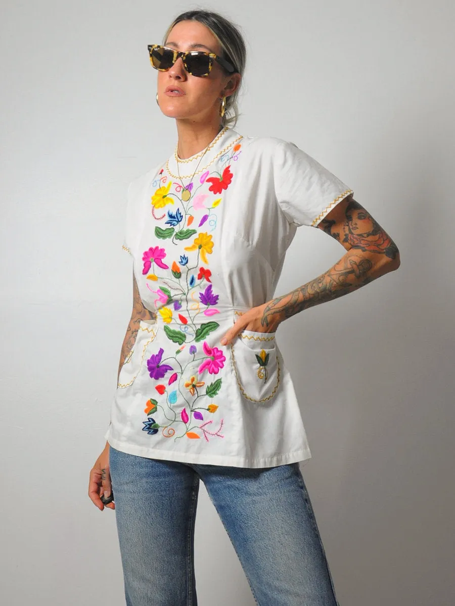 1970's Embroidered Floral Tunic