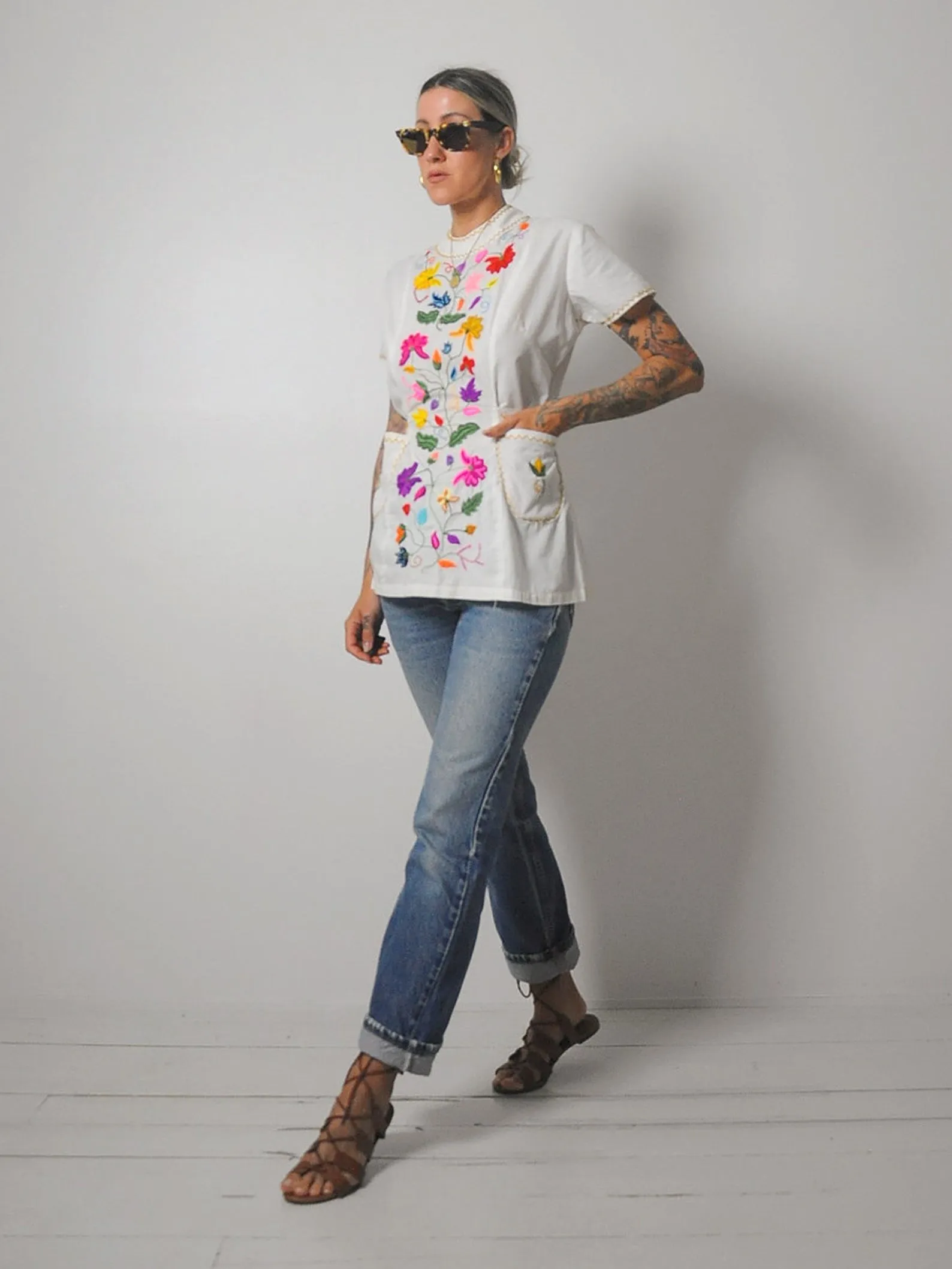 1970's Embroidered Floral Tunic