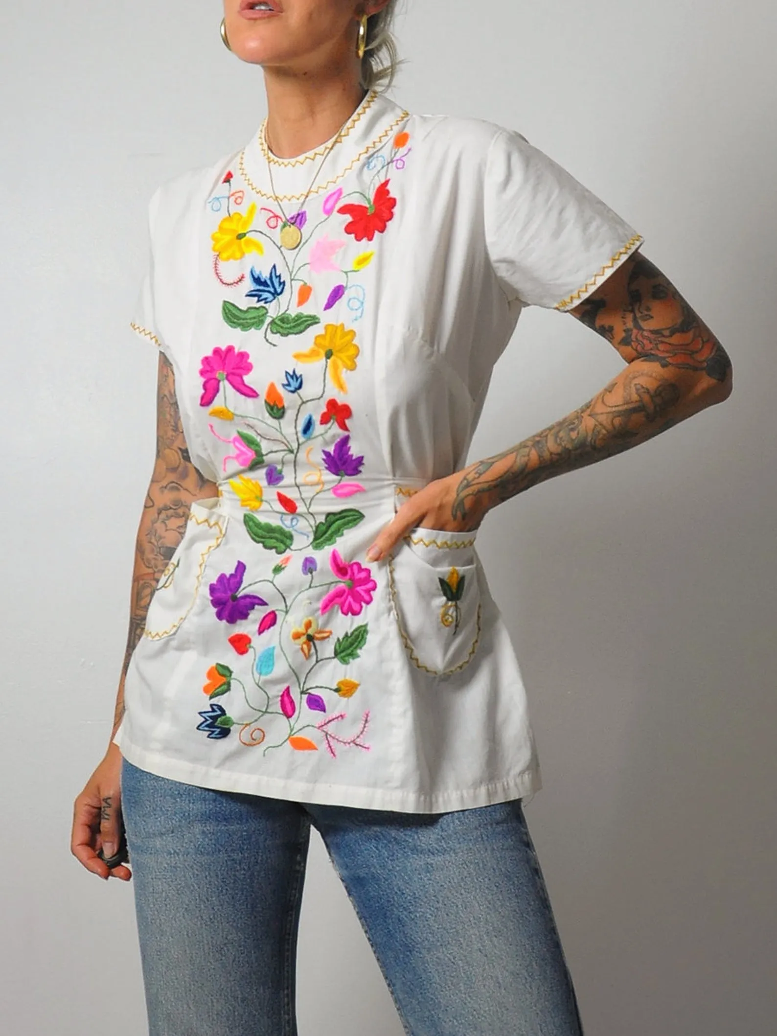 1970's Embroidered Floral Tunic