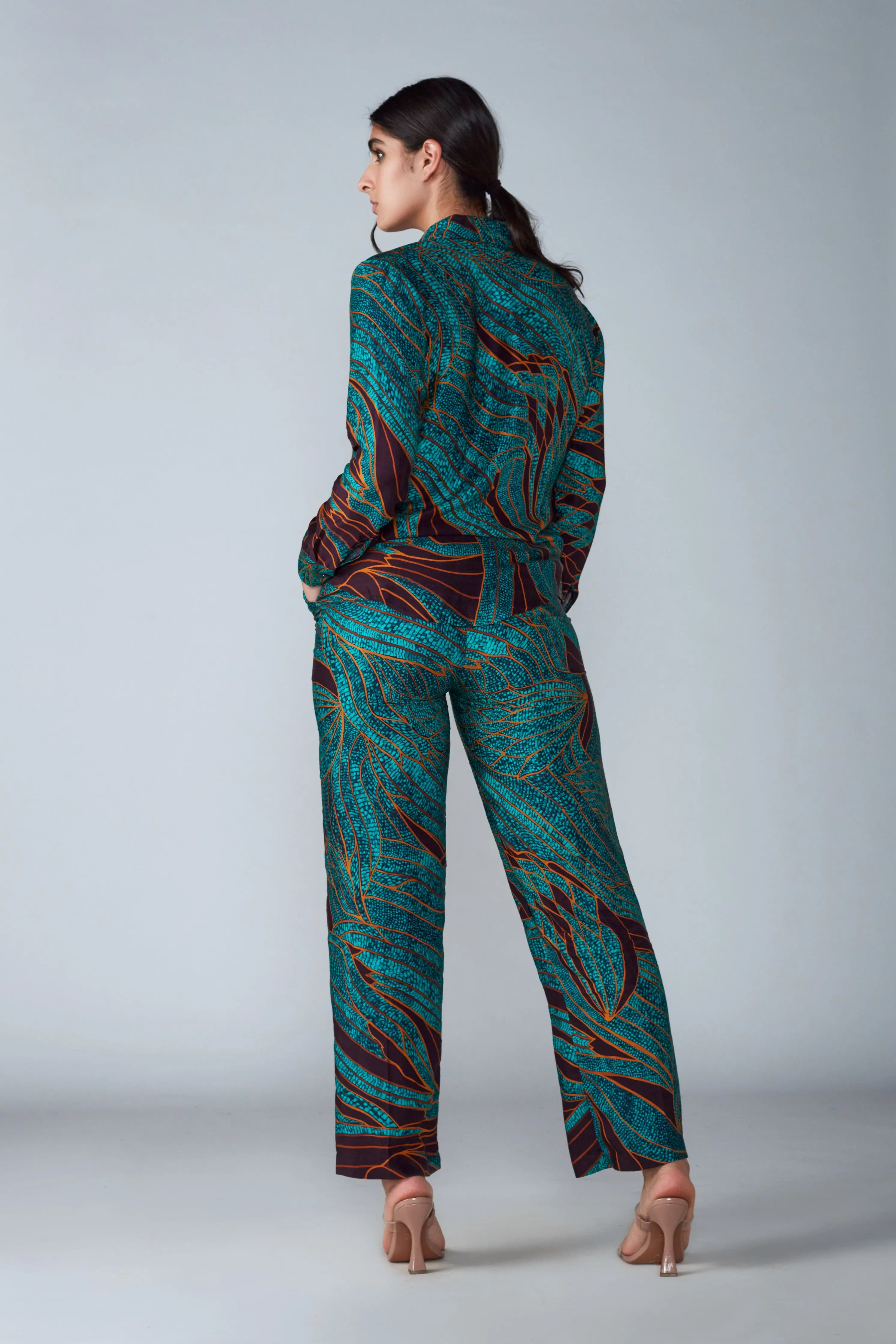 Abstract Wing Print Turquoise Set