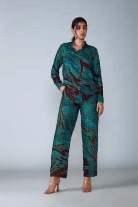 Abstract Wing Print Turquoise Set