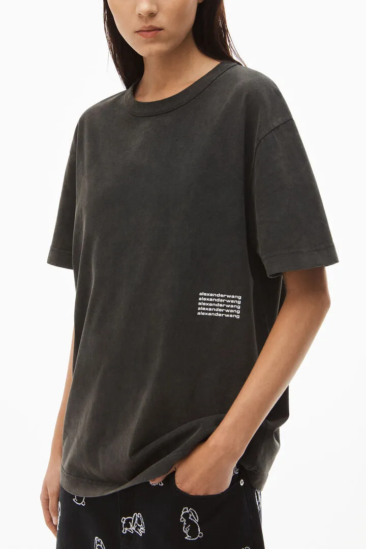 Acid wash tee in high twist jersey
