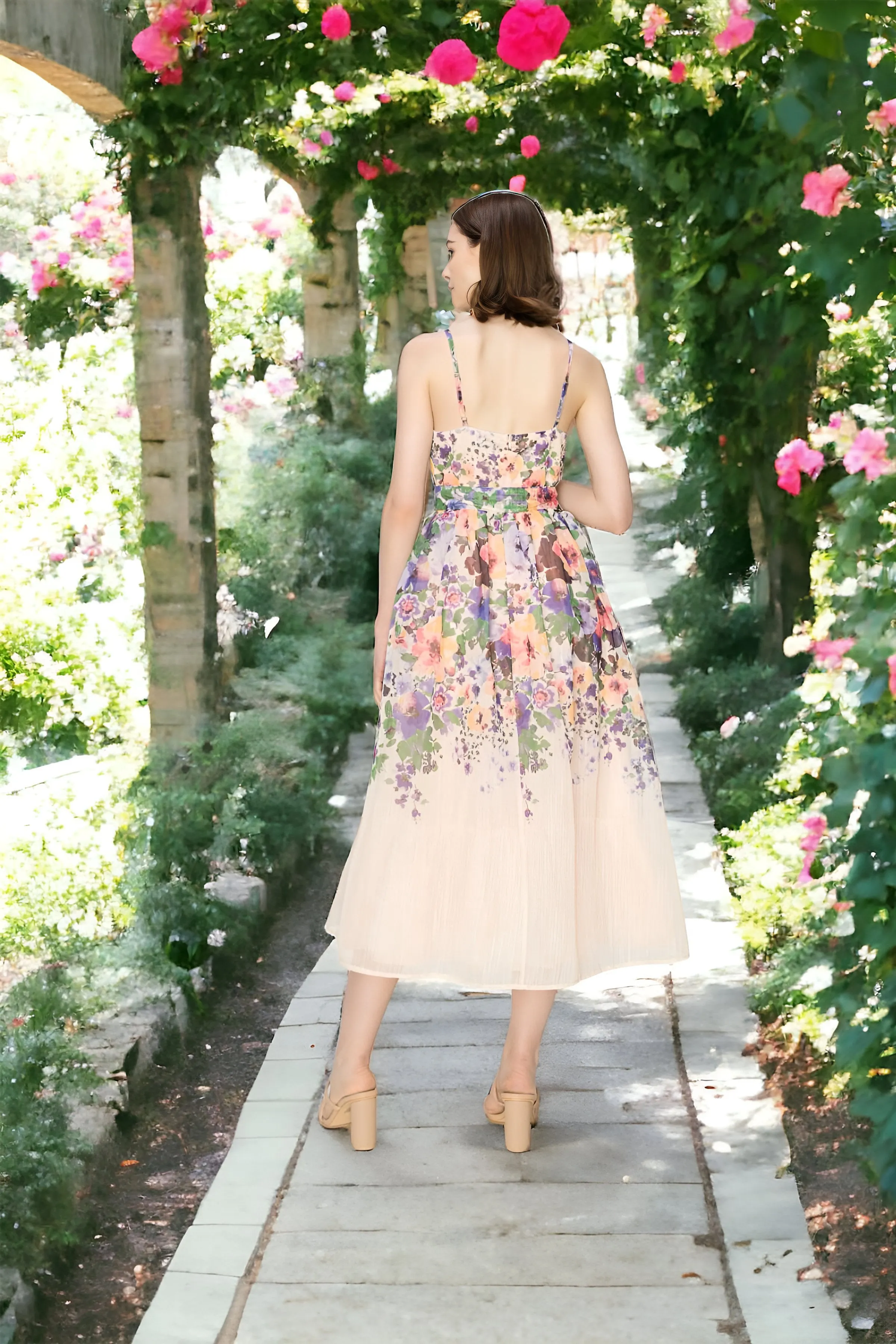 Amy Floral Bouquet Print Midi Dress