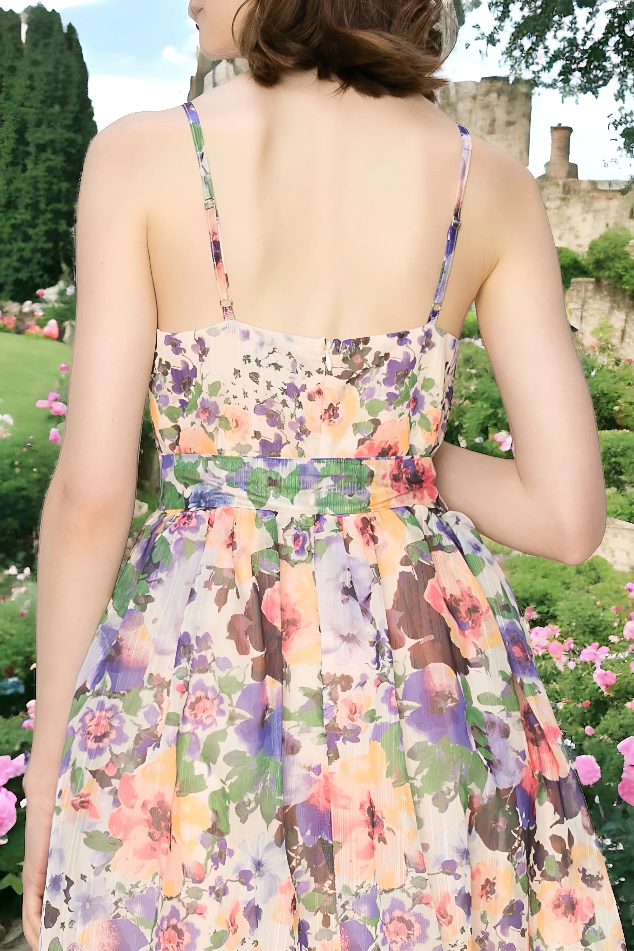 Amy Floral Bouquet Print Midi Dress