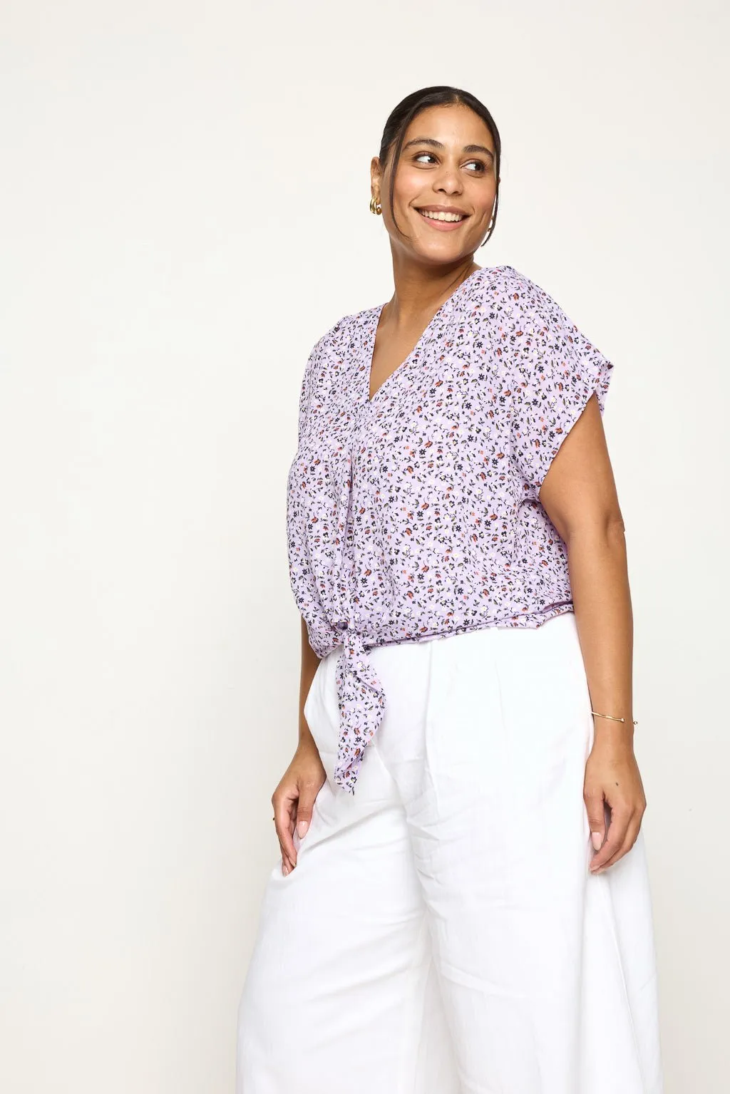 Ana Plus Size Tie Front Top