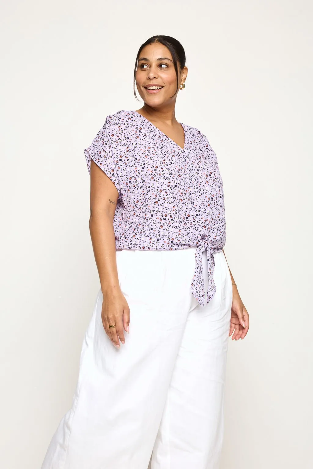 Ana Plus Size Tie Front Top