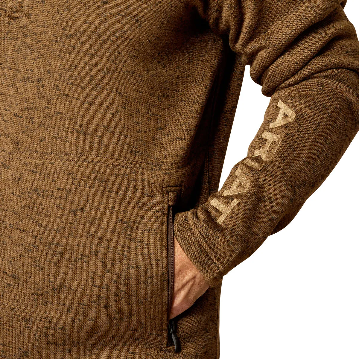 Ariat Men's Caldwell Logo 1/4 Zip Jumper - Dark Brown Heather