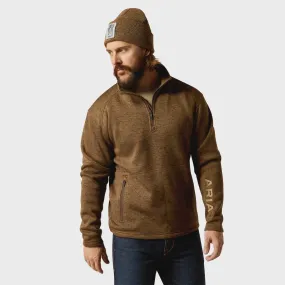 Ariat Men's Caldwell Logo 1/4 Zip Jumper - Dark Brown Heather