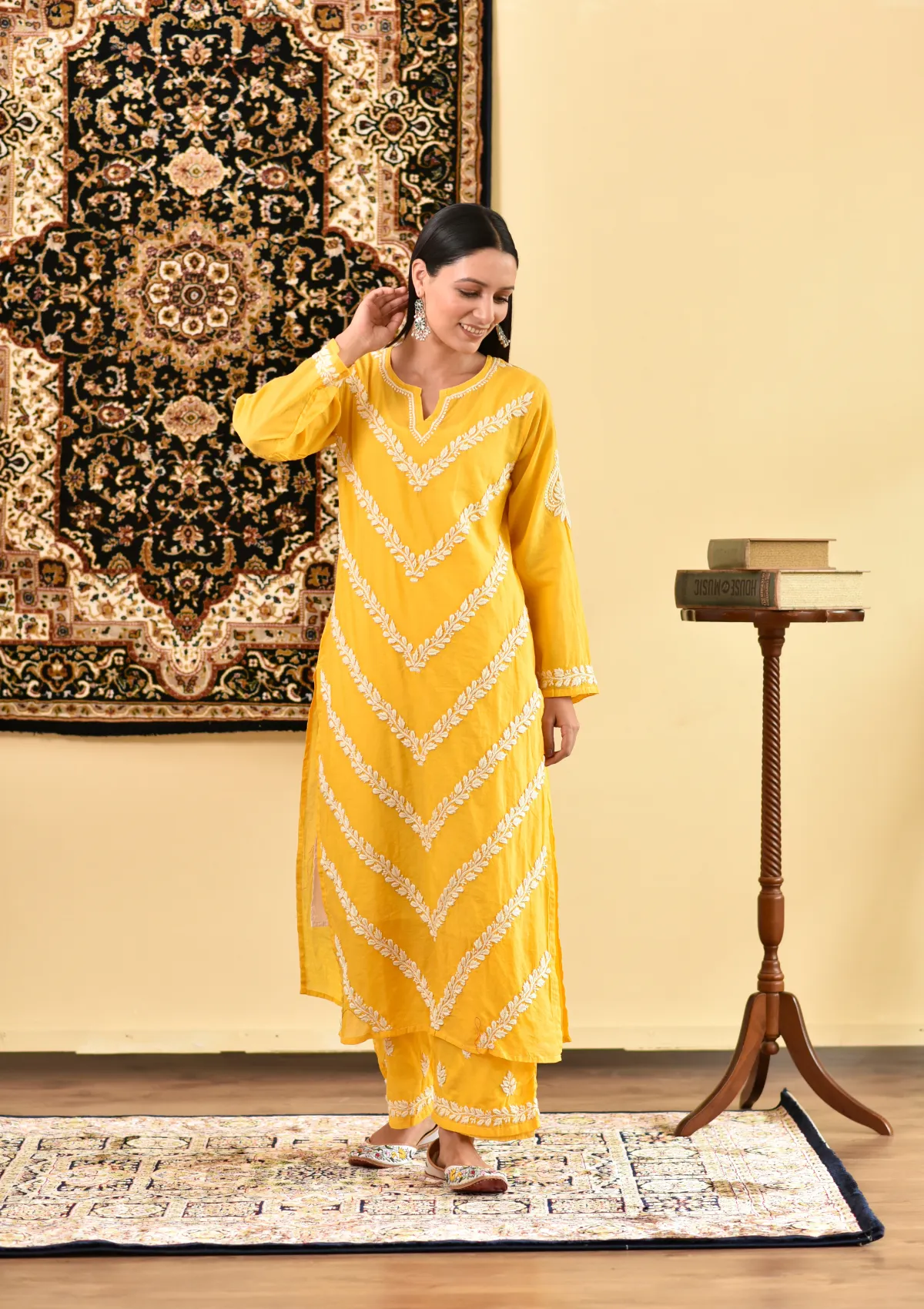 Asiya Chanderi Straight Kurta Pant Set