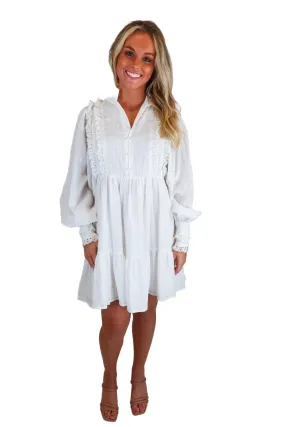 Aura white long sleeve mini dress (XS)
