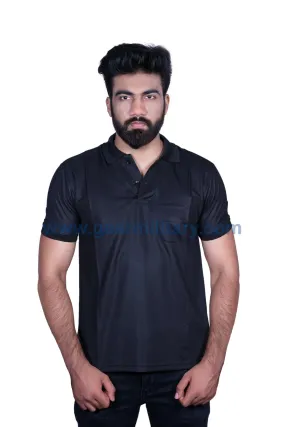 Black Plain Collar T Shirt