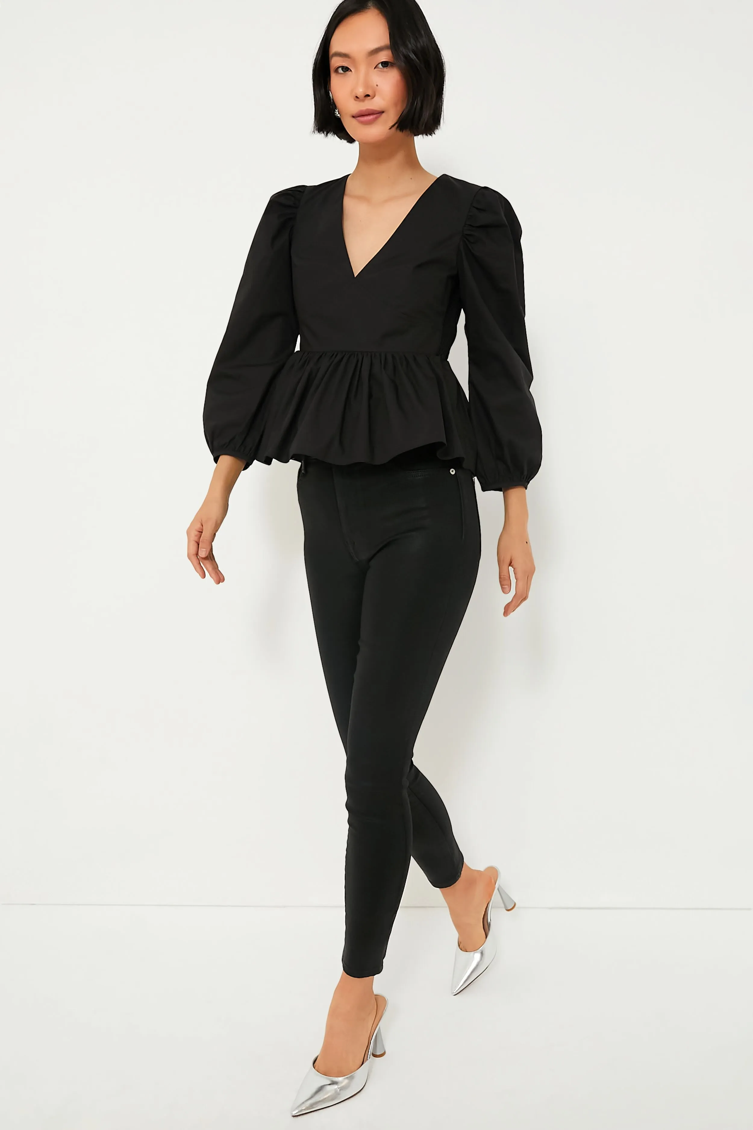 Black Puff Sleeve Elaina Blouse