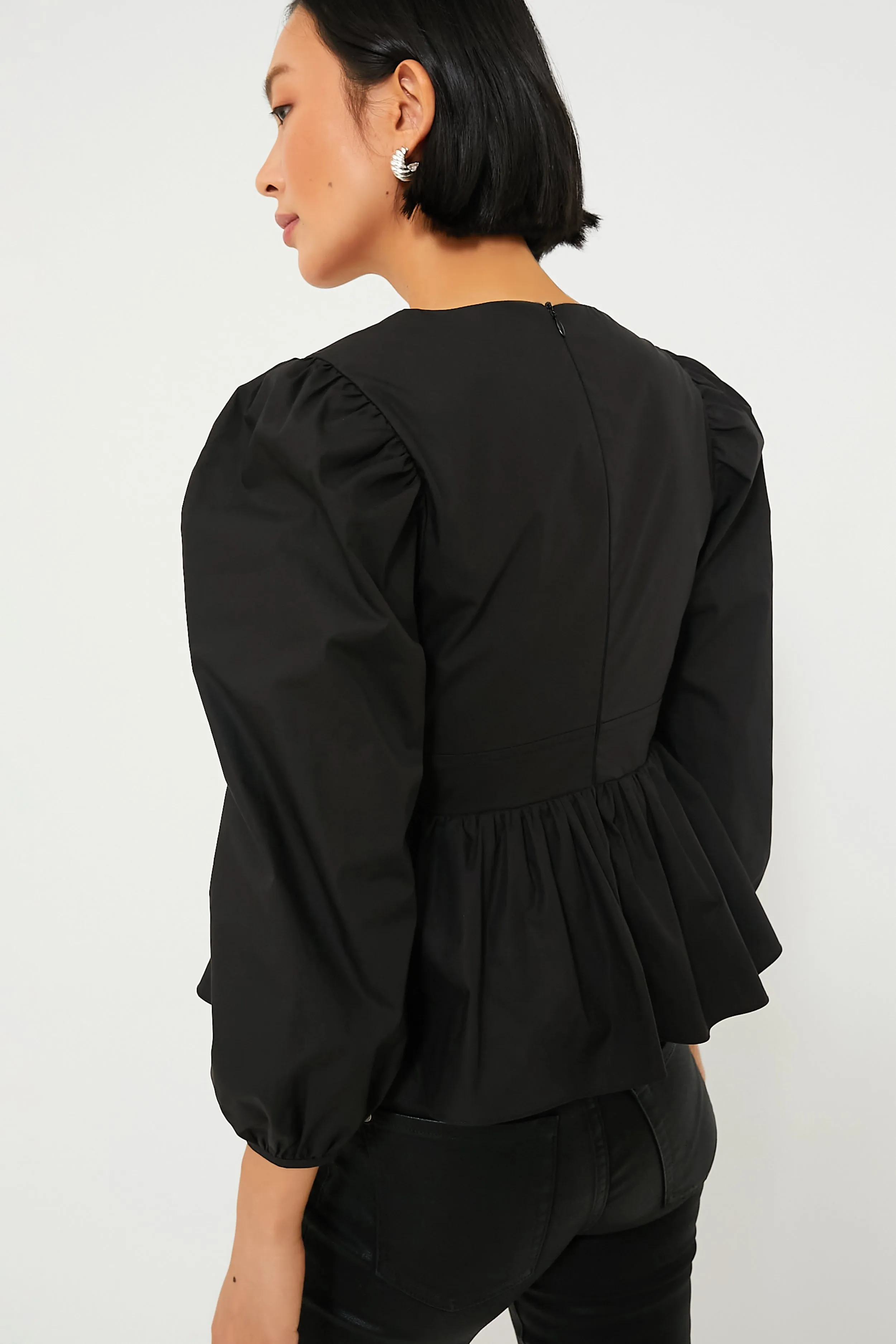 Black Puff Sleeve Elaina Blouse