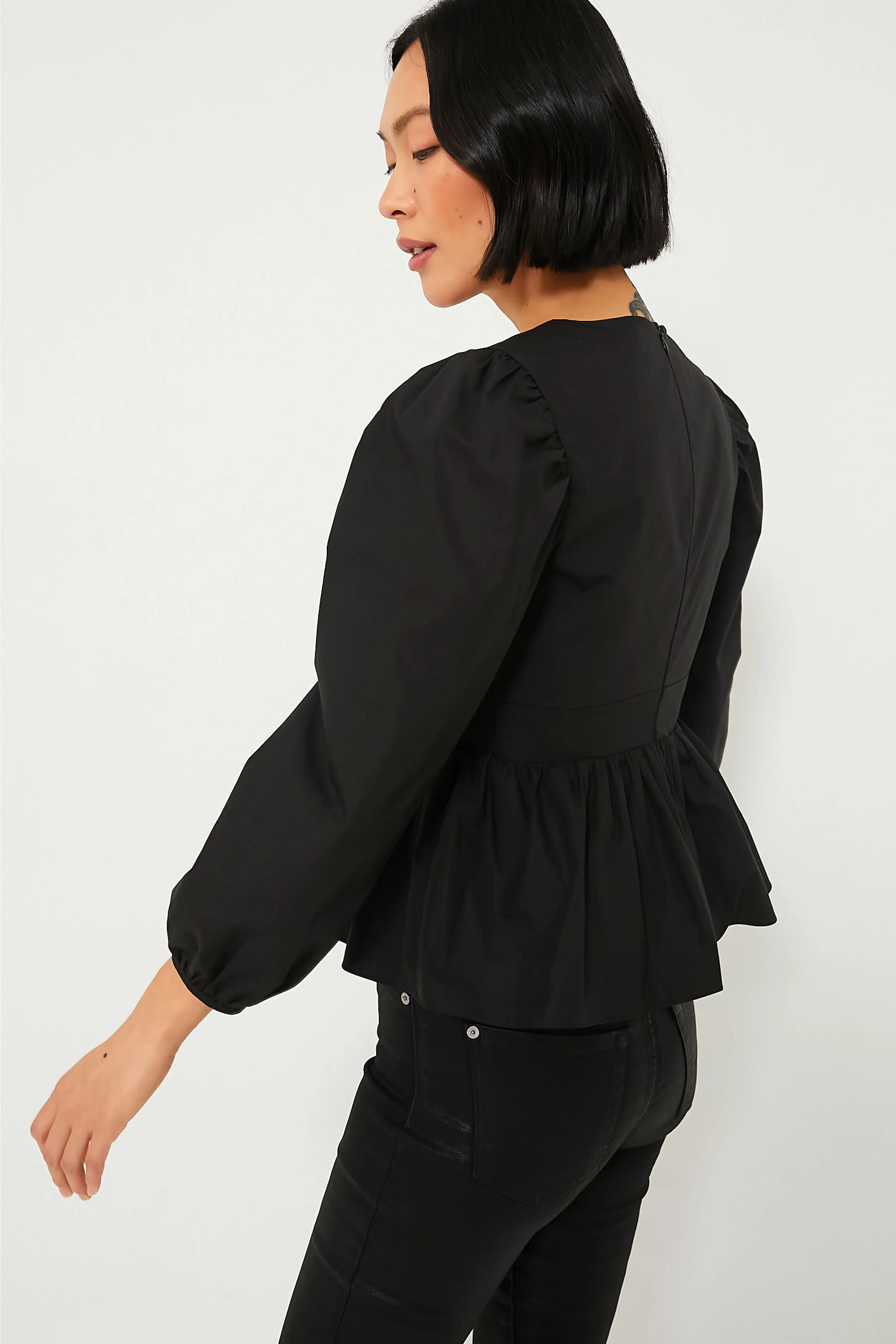 Black Puff Sleeve Elaina Blouse