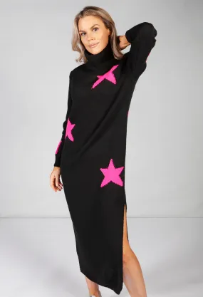 Black Star Knit Midi Dress