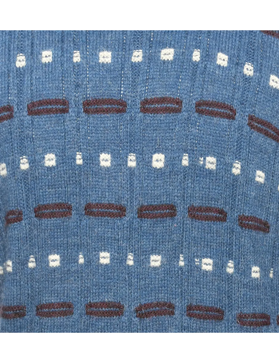 Blue Patterned Jumper - M