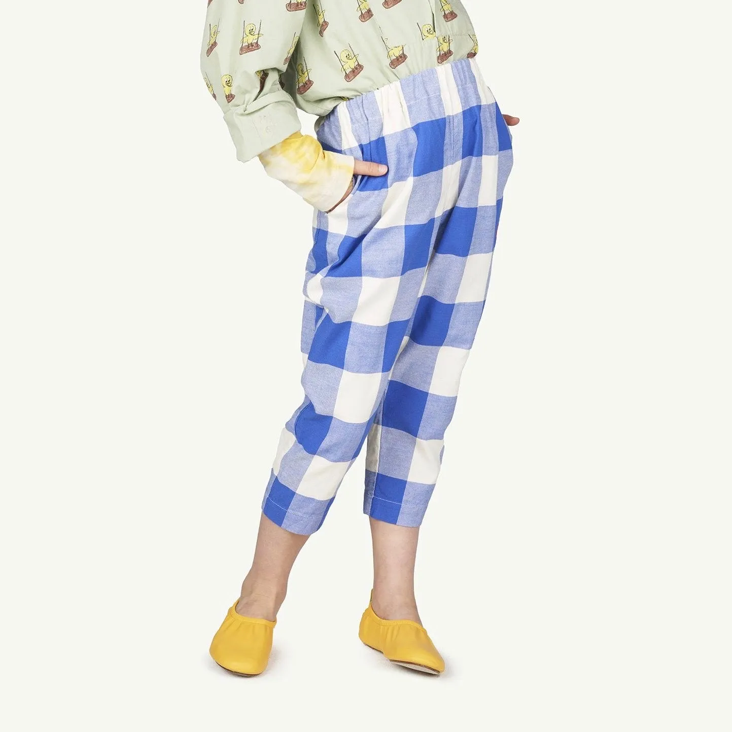 Blue Vichy Elephant Kids Trousers