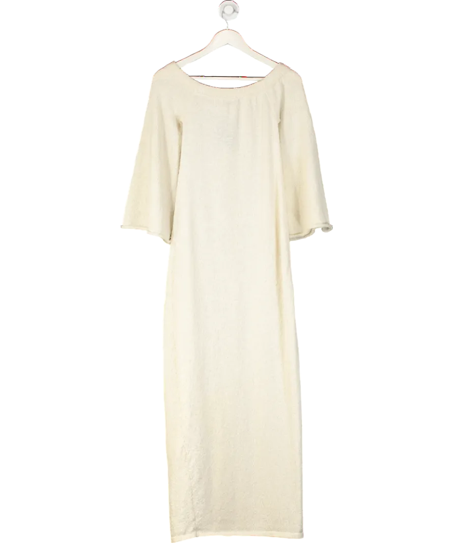 BOA Cream Crochet Knit Off Shoulder Maxi Dress UK XS