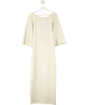 BOA Cream Crochet Knit Off Shoulder Maxi Dress UK XS