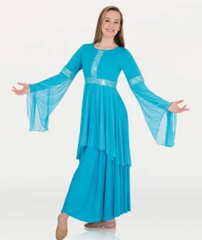 Body Wrappers Women's Plus Size Lace Draped Tunic Top