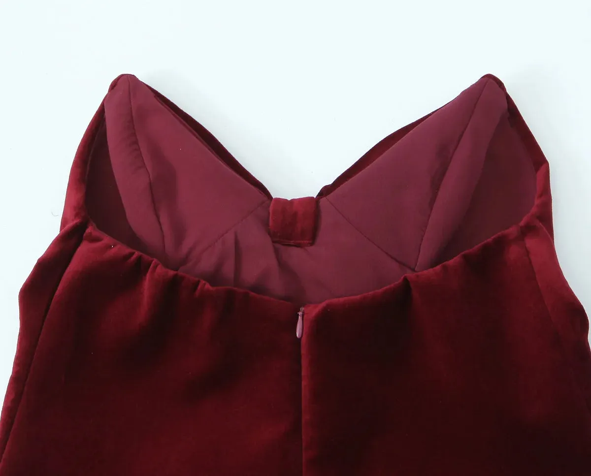 Bow Folds Back Zipper Strapless Top