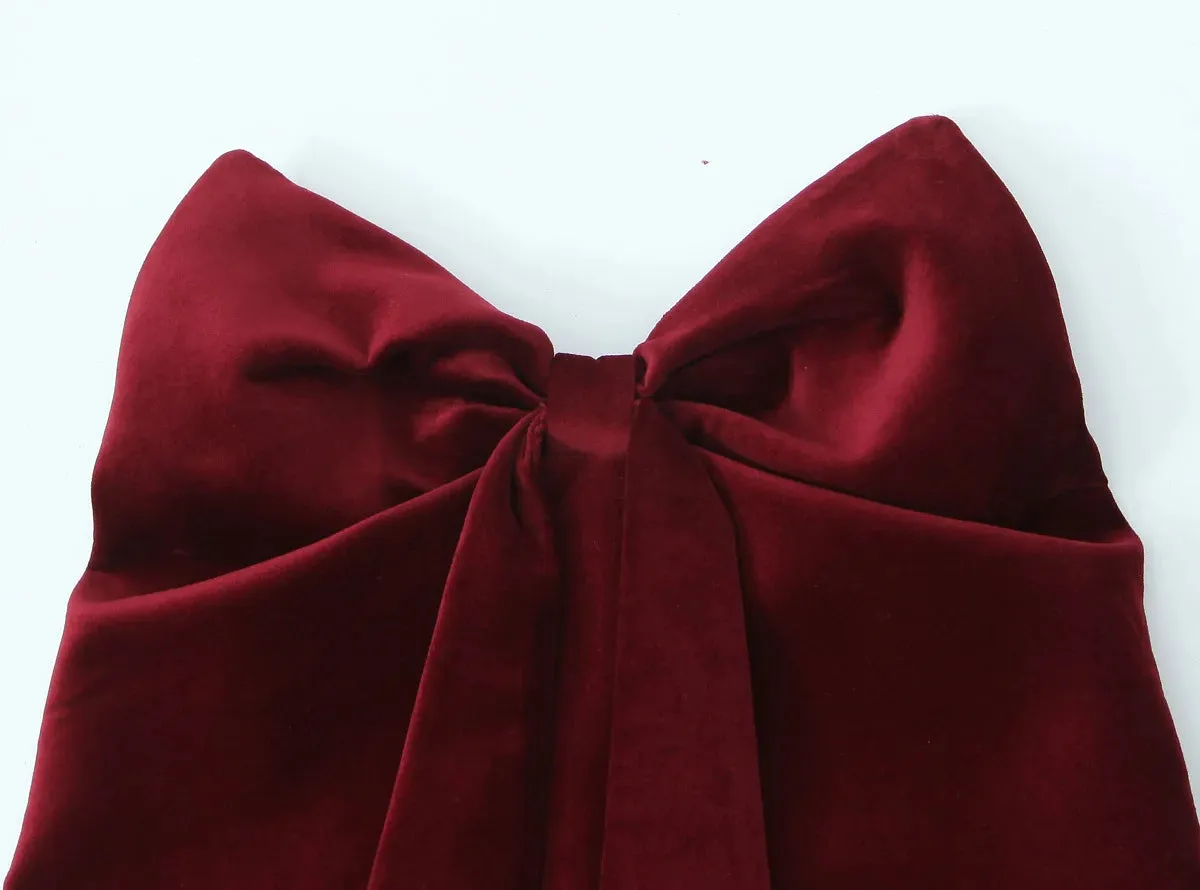 Bow Folds Back Zipper Strapless Top