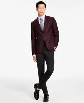 Calvin Klein Mens Slim Fit Wool Woven Sport Coat Blazer Burgundy Red 36S