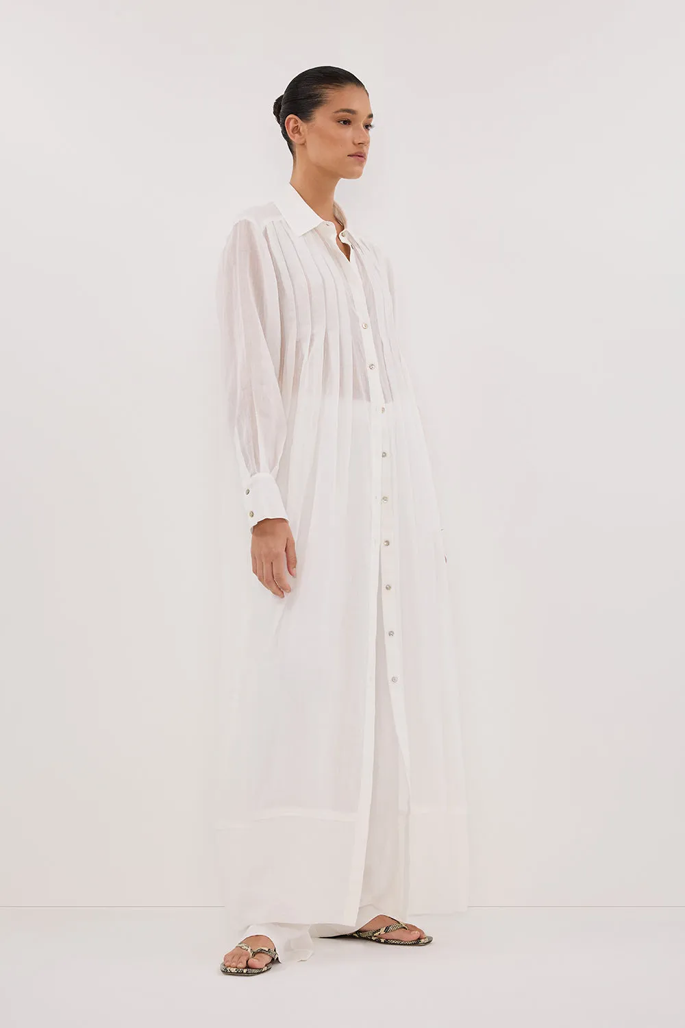 CARMEL WHITE RAMIE SHIRT DRESS