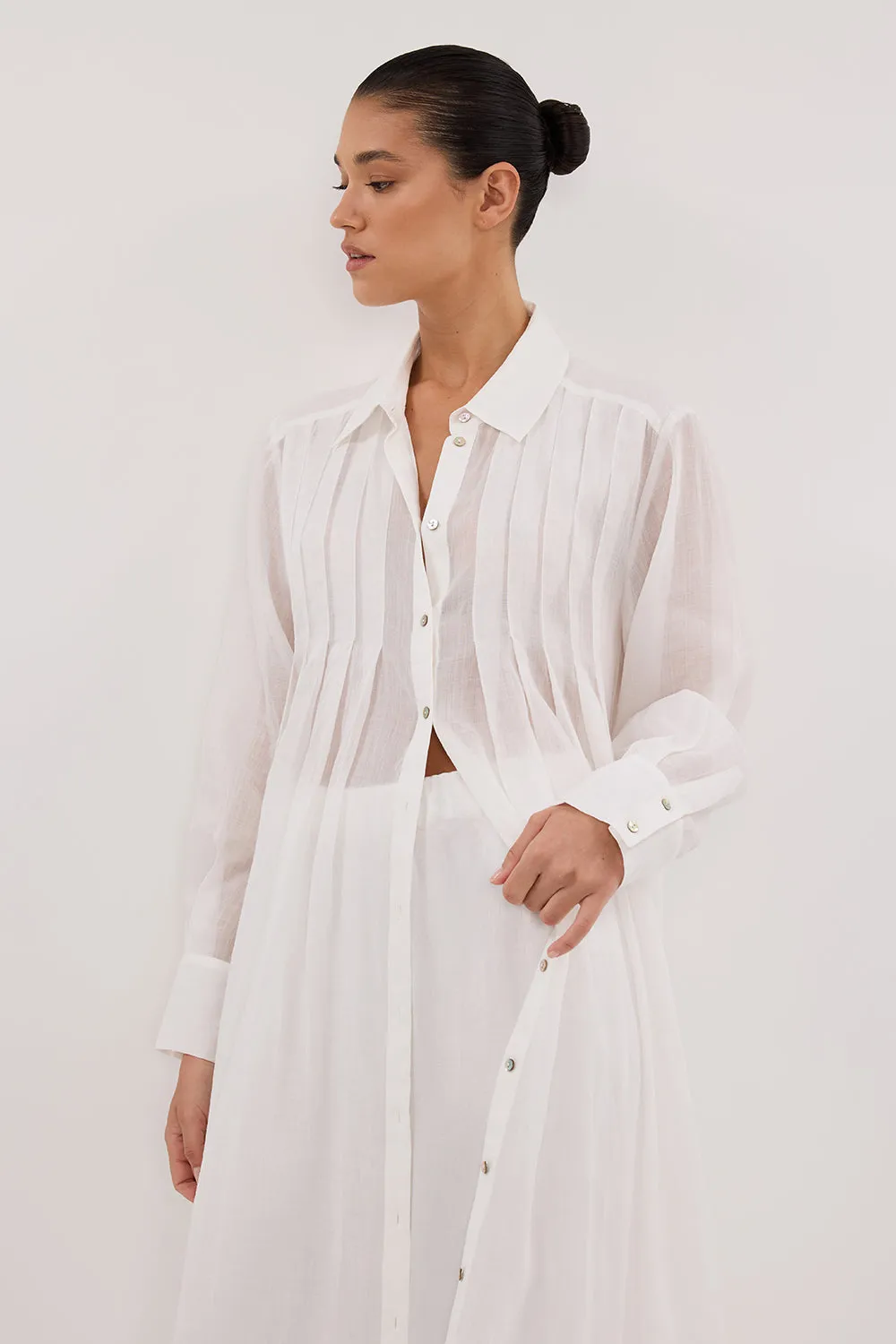 CARMEL WHITE RAMIE SHIRT DRESS