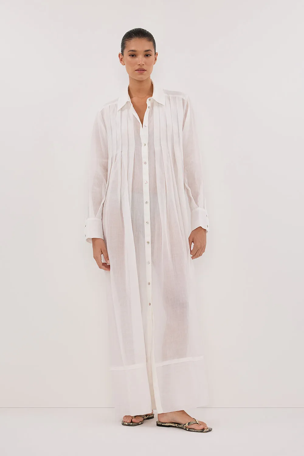 CARMEL WHITE RAMIE SHIRT DRESS