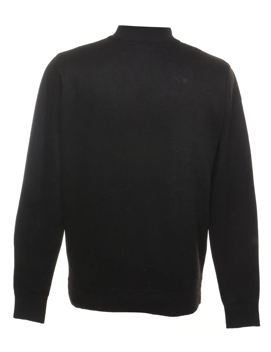 Checked Pattern Quarter Zip Jumper - M