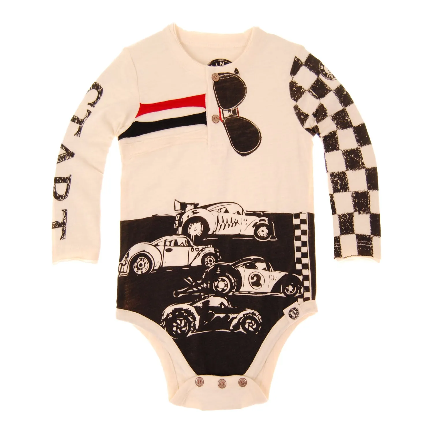 Checker Racers Henley Bodysuit by: Mini Shatsu