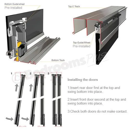 Classic Silver Frame 2 Door Mirror Sliding Wardrobe Door Kit