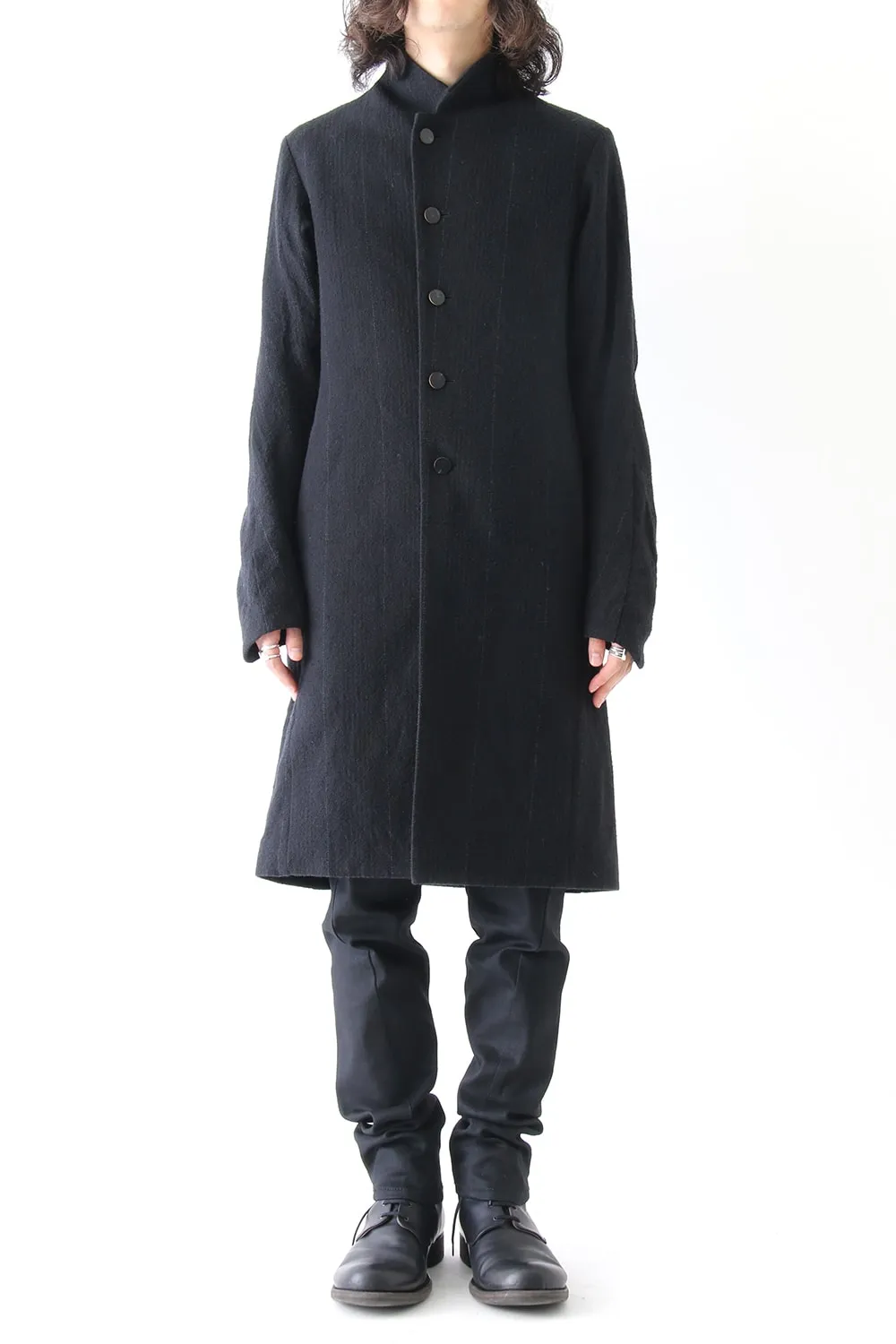 Coat Silk Linen Wool Stripe