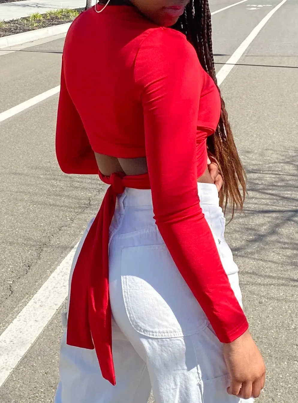 Crossover Long Sleeve Short Top