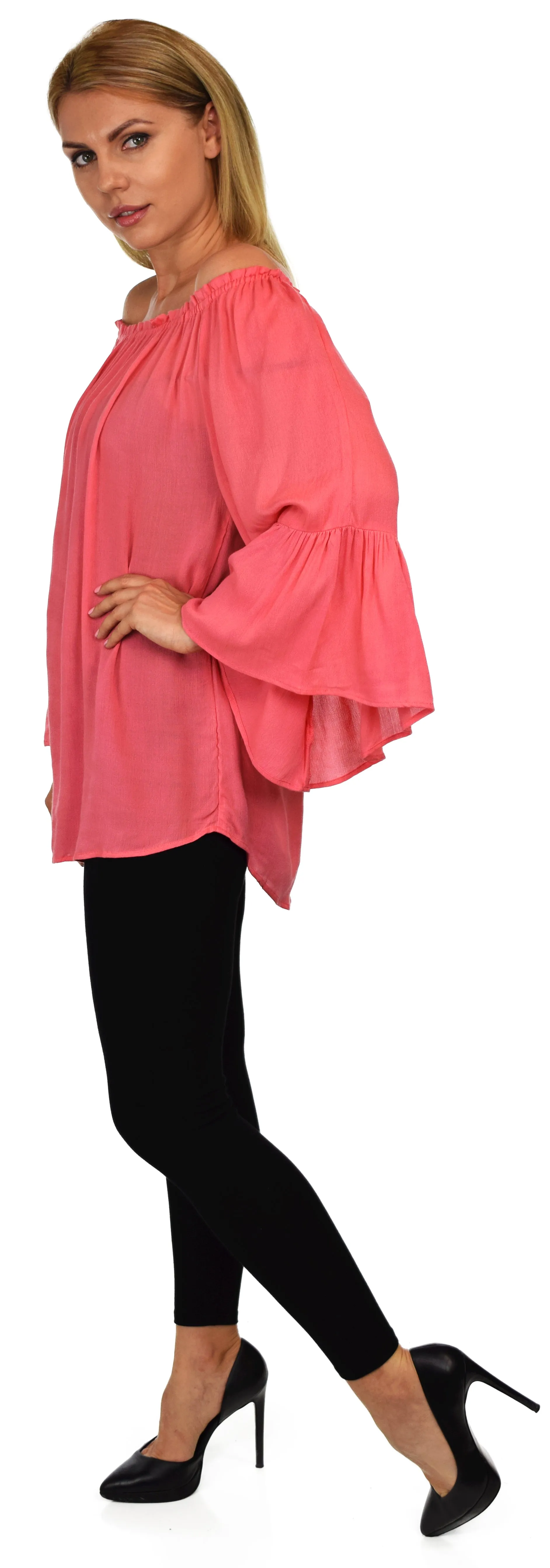 Dare2bstylish On-Off Shoulder Blouse, Peasant blouse, Ruffle Sleeve Blouse, Asymmetrical Blouse. M to 2XL