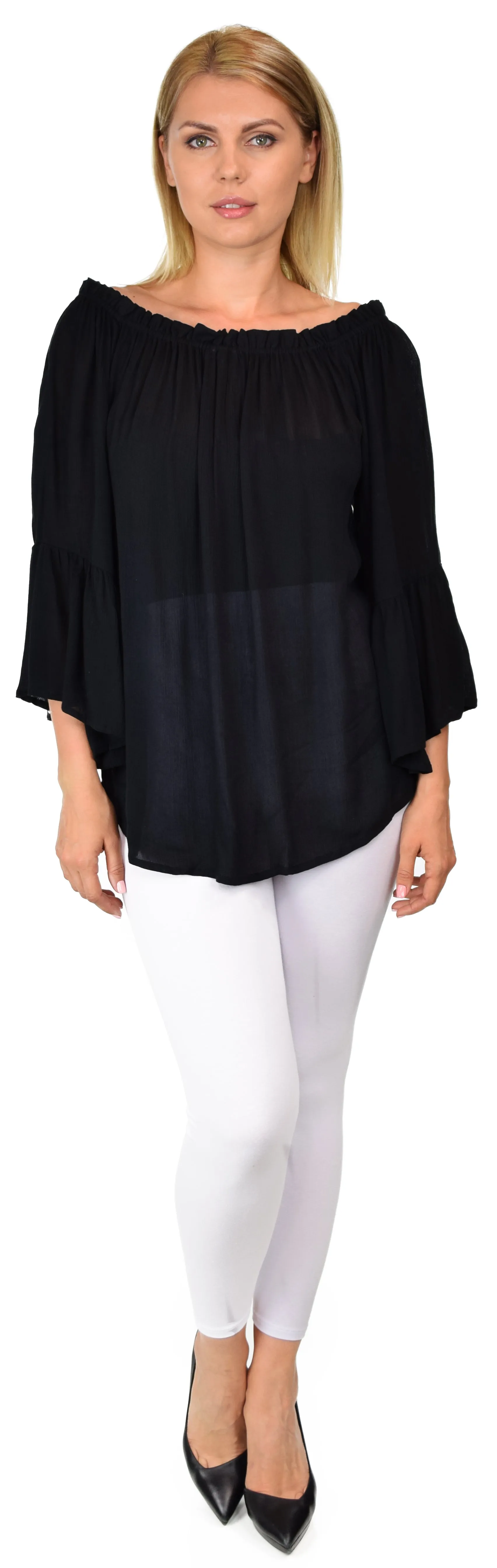Dare2bstylish On-Off Shoulder Blouse, Peasant blouse, Ruffle Sleeve Blouse, Asymmetrical Blouse. M to 2XL