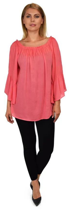Dare2bstylish On-Off Shoulder Blouse, Peasant blouse, Ruffle Sleeve Blouse, Asymmetrical Blouse. M to 2XL