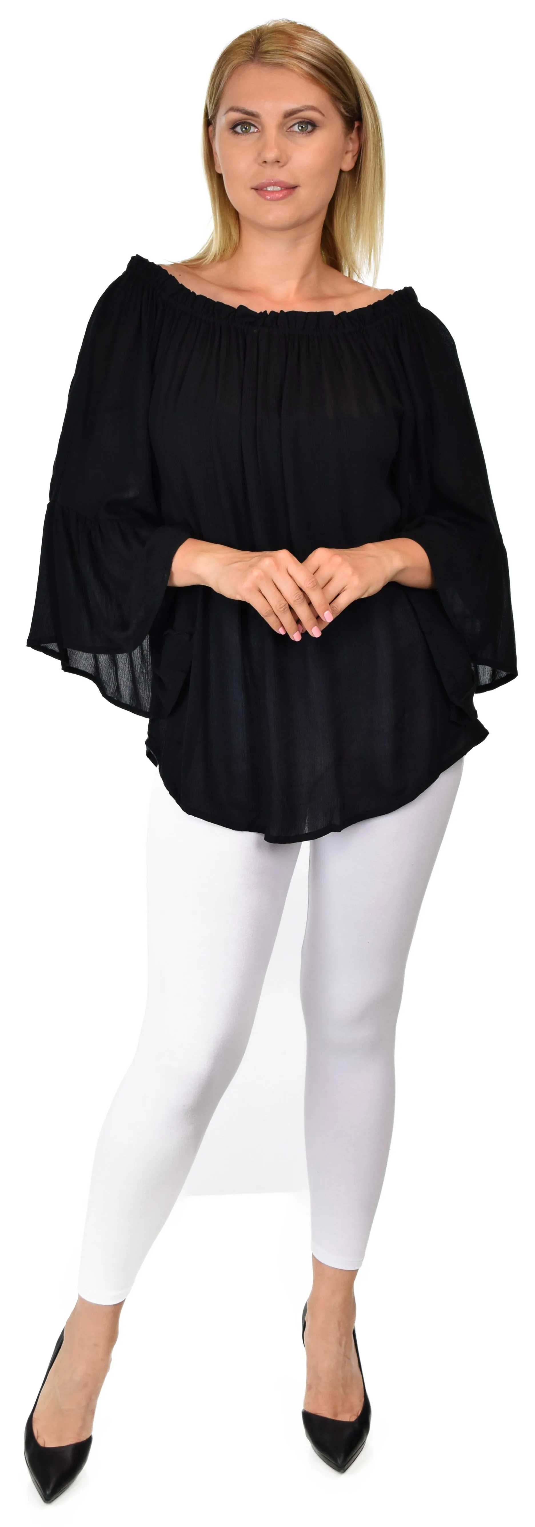 Dare2bstylish On-Off Shoulder Blouse, Peasant blouse, Ruffle Sleeve Blouse, Asymmetrical Blouse. M to 2XL