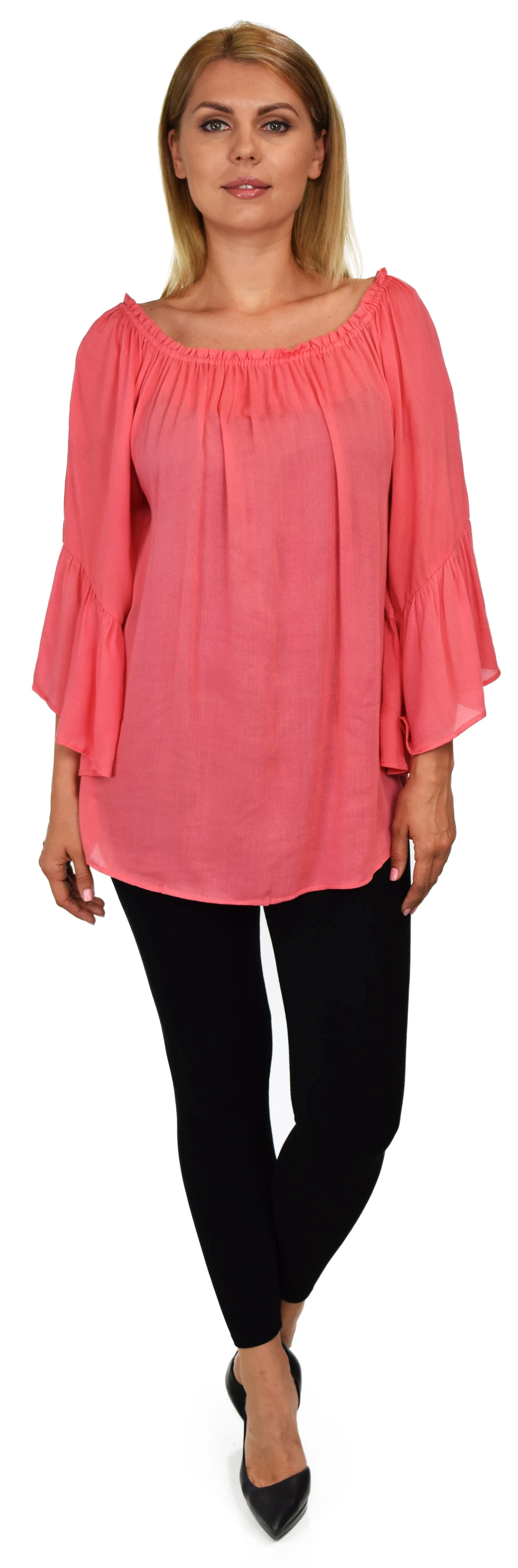 Dare2bstylish On-Off Shoulder Blouse, Peasant blouse, Ruffle Sleeve Blouse, Asymmetrical Blouse. M to 2XL