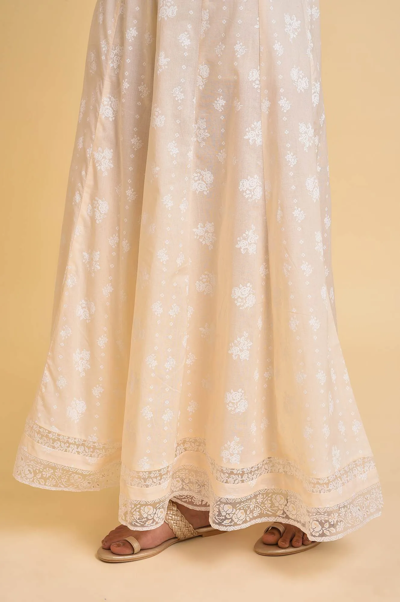 Ecru Printed Festive Culottes