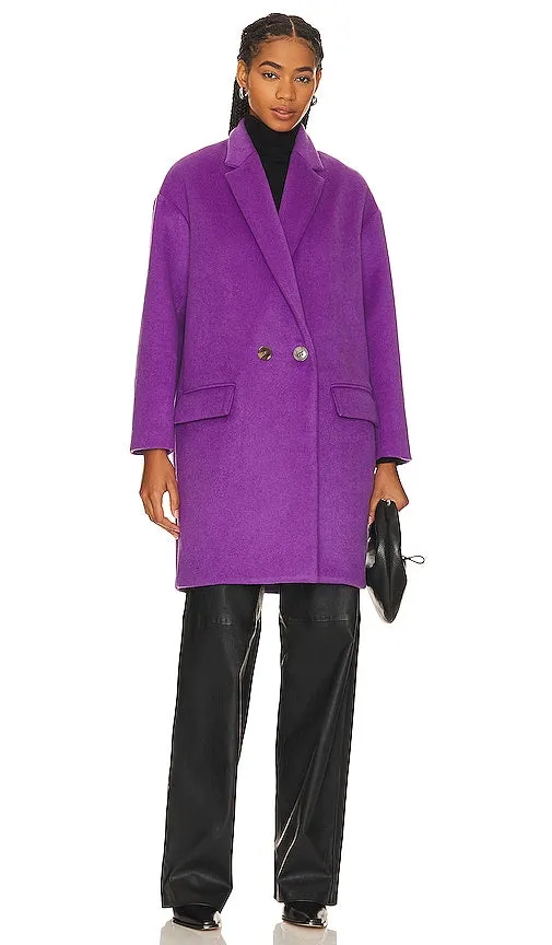 Ena Pelly Oversized Wool Coat in Purple