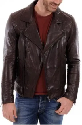 Erics Genuine Biker Motorcycle Leather Jacket Men