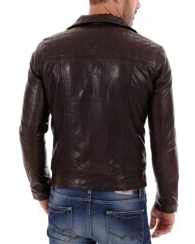 Erics Genuine Biker Motorcycle Leather Jacket Men