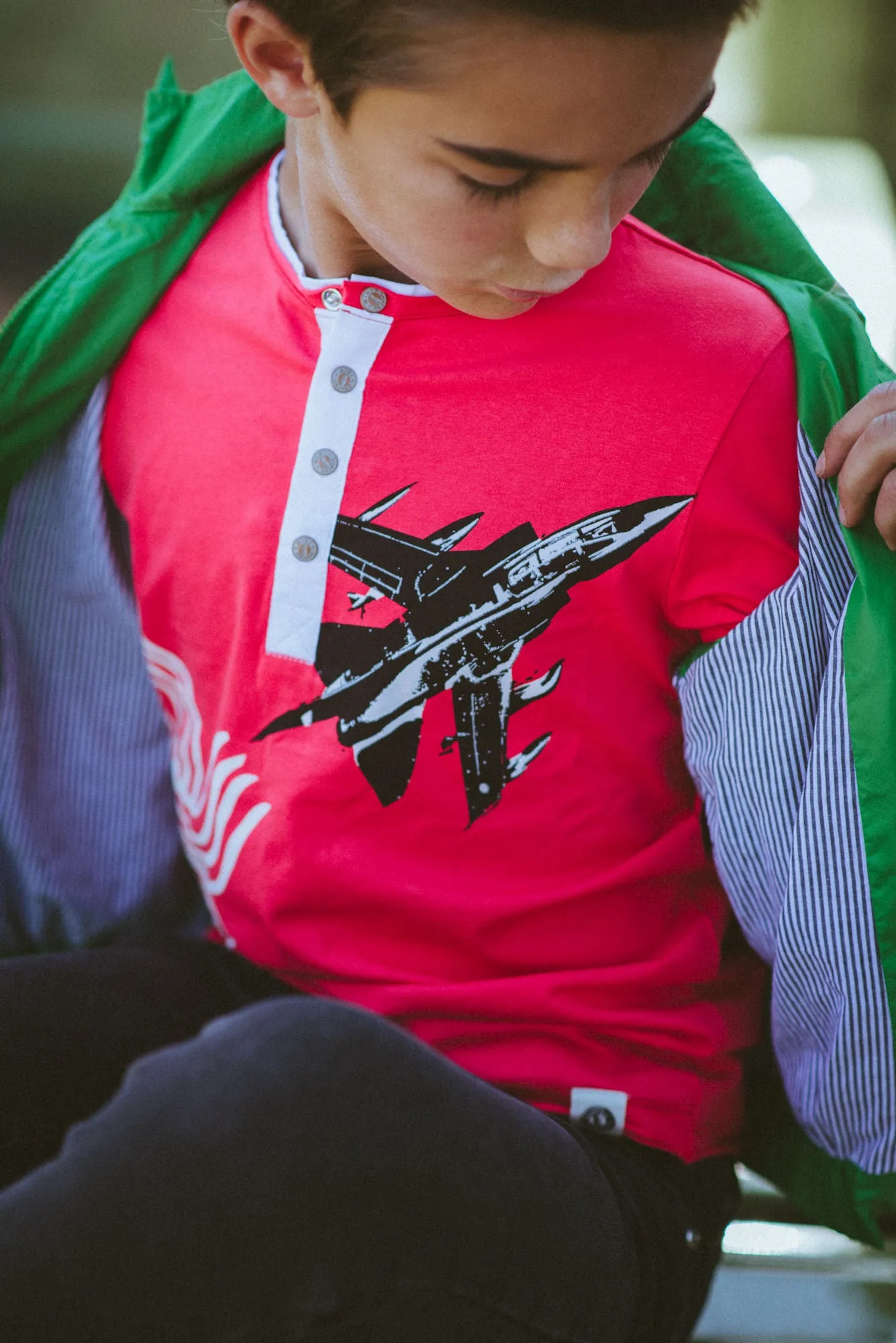 Fighter Jet Henley Shirt by: Mini Shatsu