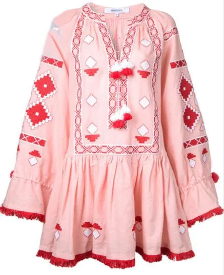 Fringed Mini Boho Tunic Dress