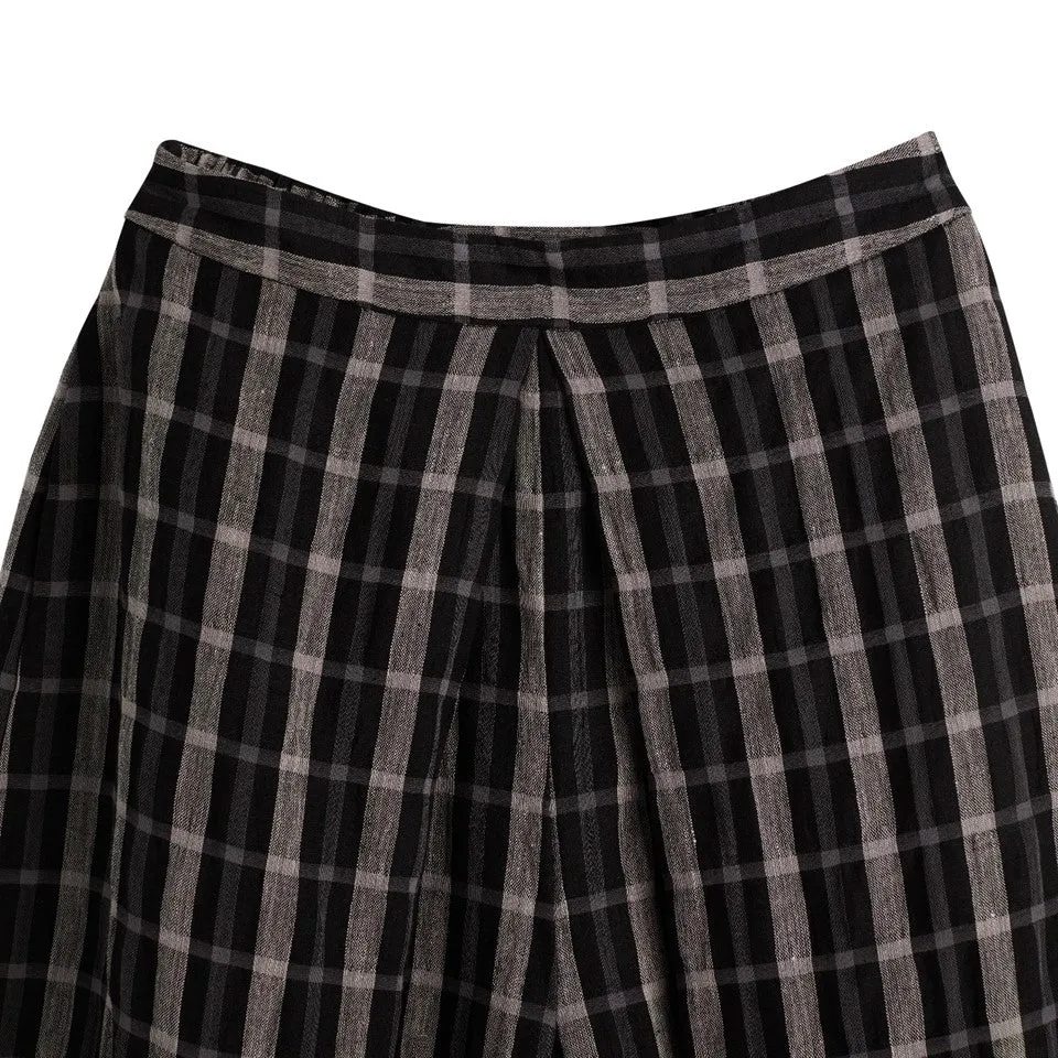 Front Pleated Long Culottes (Black)