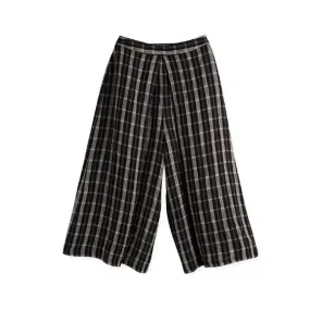 Front Pleated Long Culottes (Black)
