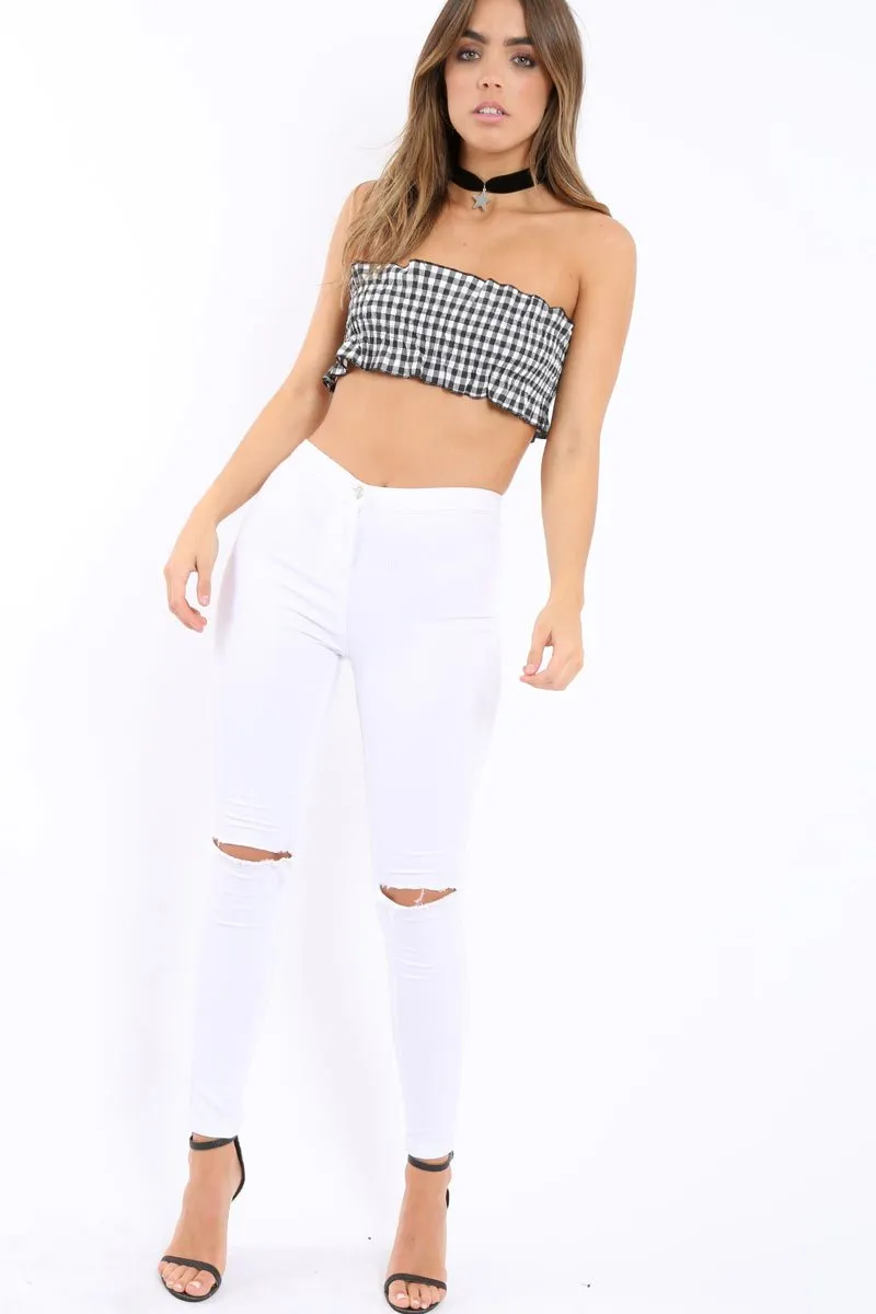 Gingham Shirred Boob Tube - Lyda